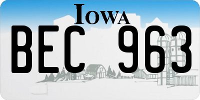 IA license plate BEC963