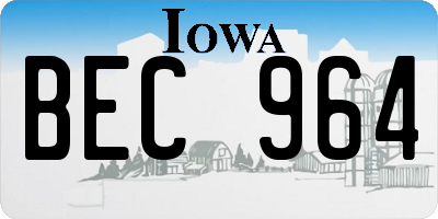 IA license plate BEC964