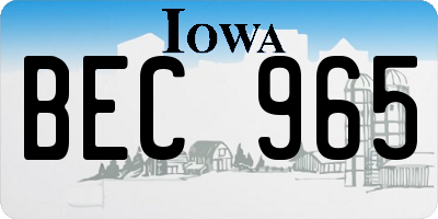IA license plate BEC965
