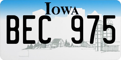 IA license plate BEC975