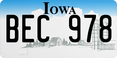 IA license plate BEC978