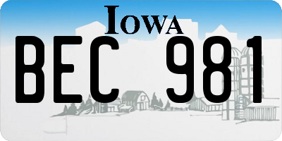 IA license plate BEC981