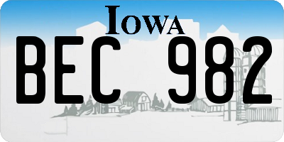IA license plate BEC982