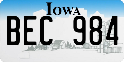 IA license plate BEC984