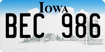IA license plate BEC986
