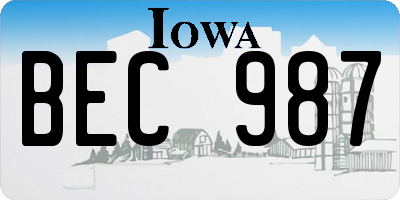 IA license plate BEC987