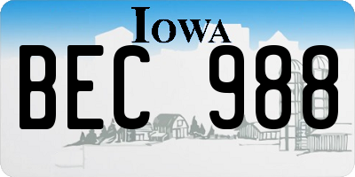 IA license plate BEC988