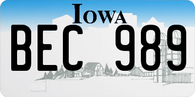 IA license plate BEC989