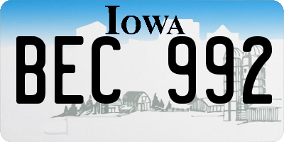 IA license plate BEC992