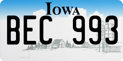 IA license plate BEC993