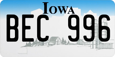 IA license plate BEC996