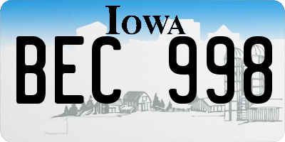 IA license plate BEC998