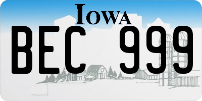 IA license plate BEC999