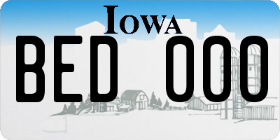 IA license plate BED000