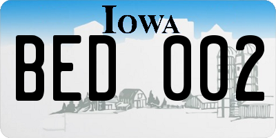 IA license plate BED002