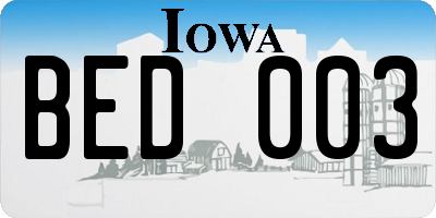 IA license plate BED003