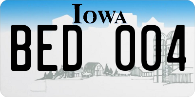 IA license plate BED004