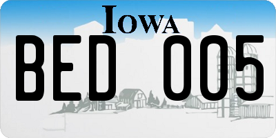 IA license plate BED005