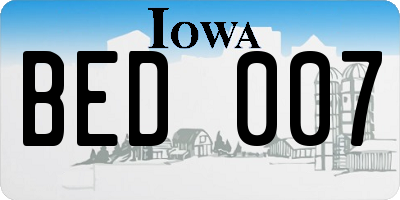 IA license plate BED007