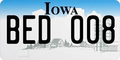 IA license plate BED008