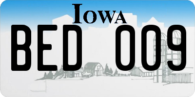 IA license plate BED009