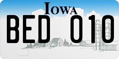 IA license plate BED010
