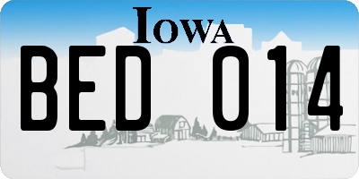 IA license plate BED014