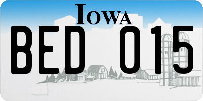 IA license plate BED015