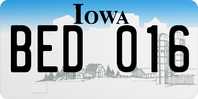 IA license plate BED016