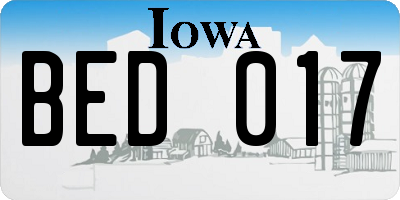 IA license plate BED017