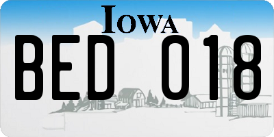IA license plate BED018