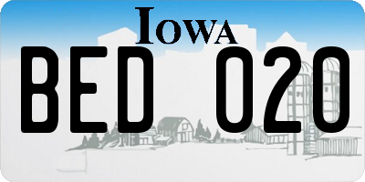 IA license plate BED020