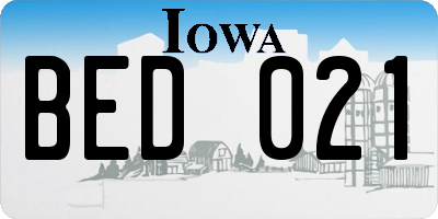 IA license plate BED021