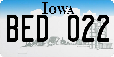 IA license plate BED022