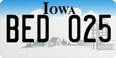 IA license plate BED025