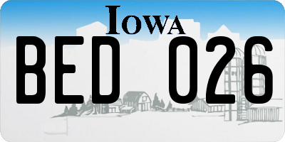 IA license plate BED026