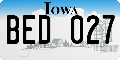 IA license plate BED027