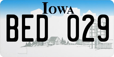 IA license plate BED029