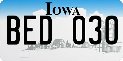 IA license plate BED030