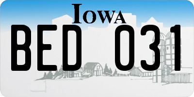 IA license plate BED031