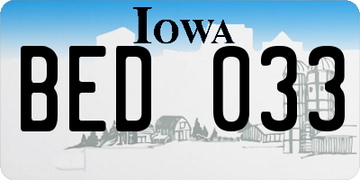 IA license plate BED033