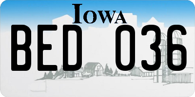 IA license plate BED036