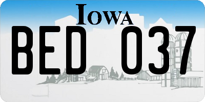 IA license plate BED037