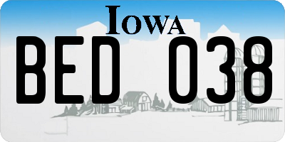 IA license plate BED038