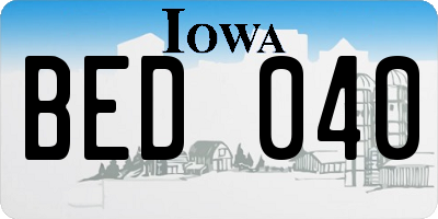 IA license plate BED040