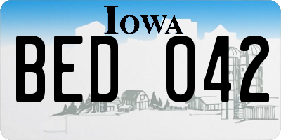 IA license plate BED042