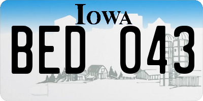 IA license plate BED043