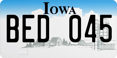 IA license plate BED045
