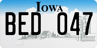 IA license plate BED047
