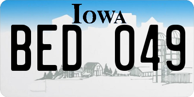 IA license plate BED049